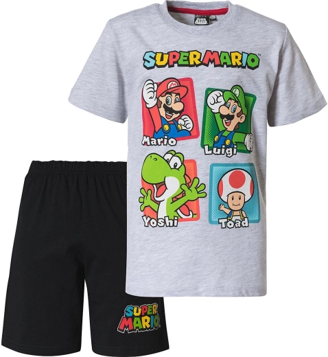 Children's Super Mario Pajamas in Gray and Black