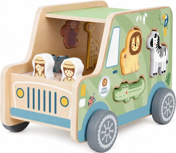 Push-along vehicle and space for storing figures