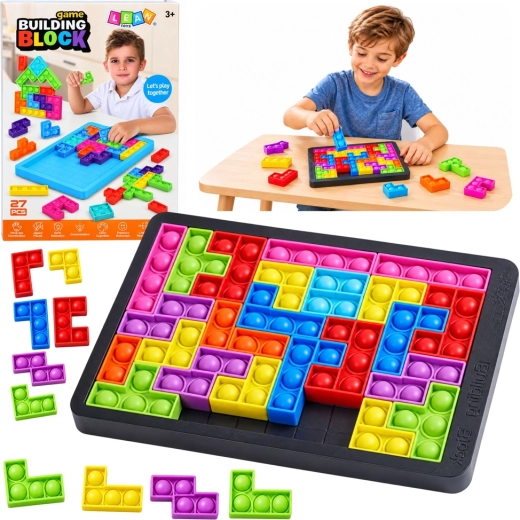Tetris Pop It 3 viename – spalvingas sensorinis loginis žaidimas, 27 dalys