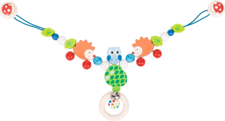 Pram chain hedgehog and owl with clips - 1 piece