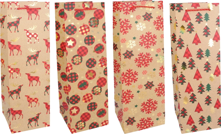 Christmas gift bag for a bottle M 11 × 38 × 11 cm - 1 piece