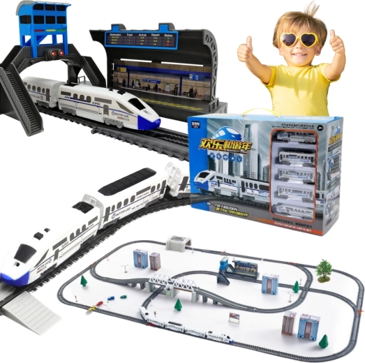Electric Train Set with Tracks and Drawbridge 366cm