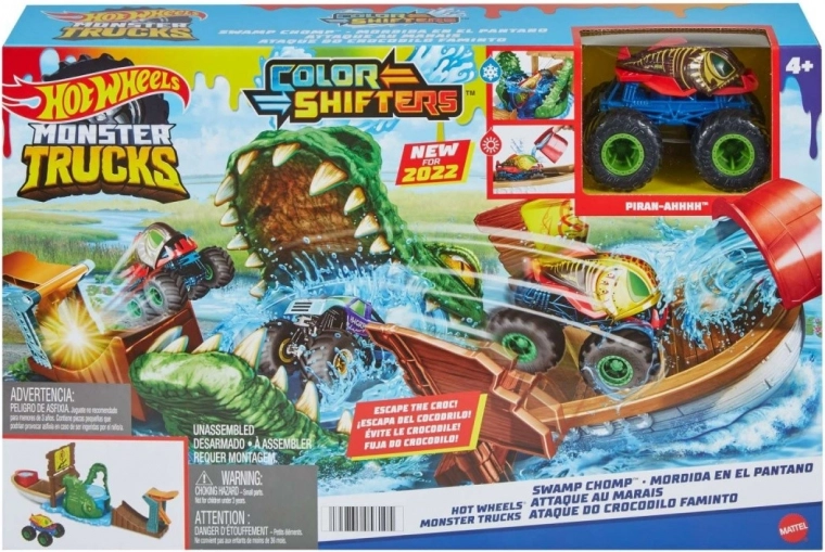 HOT WHEELS MONSTER TRUCKS Color Shifters – Crocodile Jaws Playset
