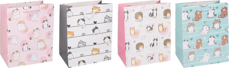 Gift bag M with cats 26 × 32 × 10 cm
