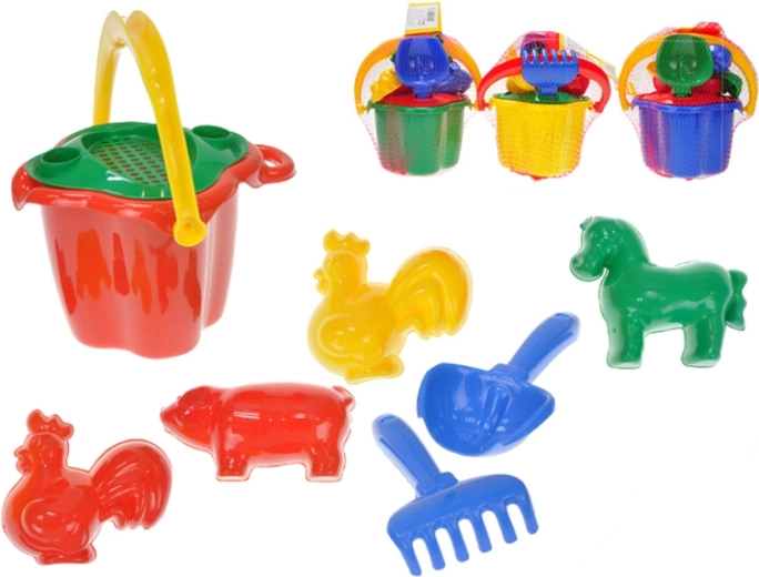 Vaikiškas smėlio rinkinys, 8 dalys, tinklelyje