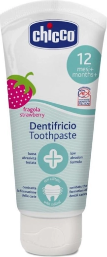 Chicco vaikiška dantų pasta braškių skonio be fluoro 50 ml (12 mėn.+)