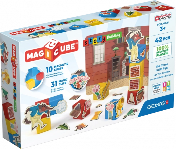 Geomag Magicube Trys paršiukai – magnetiniai kubeliai ir klipsai