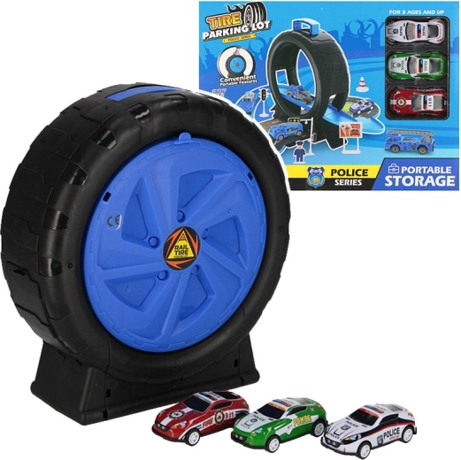 Rubber Police Parking Lot with Cars