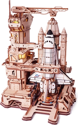 RoboTime 3D mechaninė raketoplano dėlionė su paleidimo rampa
