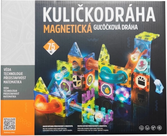 Magnetinė rutuliukų trasa su šviesos efektais, 75 vnt.