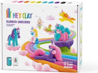 Hey Clay kūrybinis rinkinys – vaivorykštiniai vienaragiai