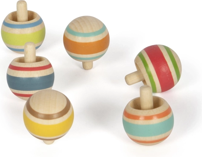 Small foot Wooden Spinning Top with Stripes 1 pc