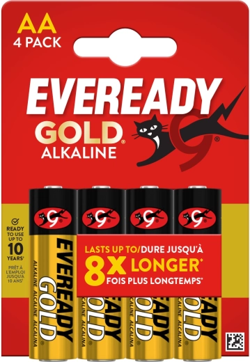 AA Alkaline Batteries ENERGIZER Eveready Gold, 4 pcs