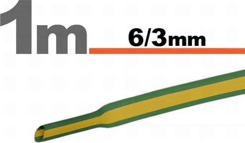 Geltonai žalias termiškai susitraukiantis vamzdelis 6/3 mm