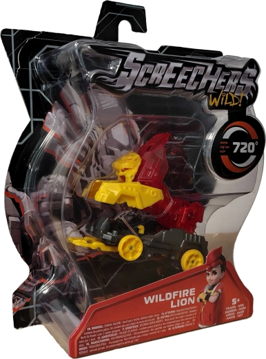 Screechers Wild transformuojama transporto priemonė Wildlife Lion – raudonas liūtas