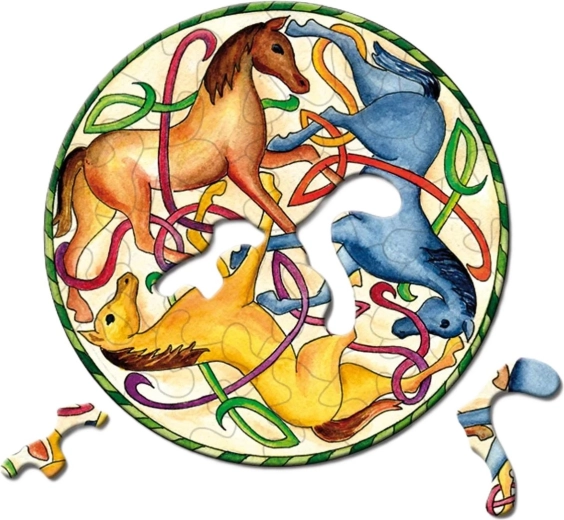 Round Picoli Puzzle – Horses, 33 Pieces