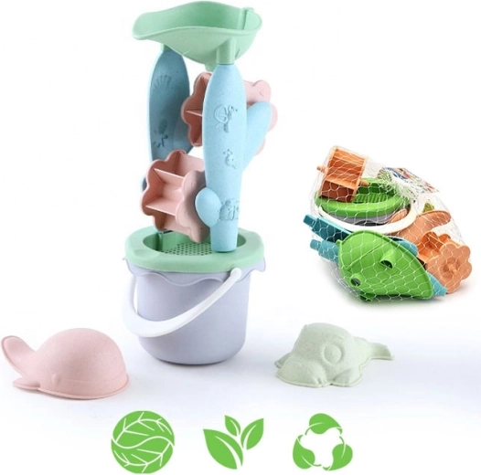 Woopie Green ekologiškas smėlio rinkinys su kibirėliu ir malūnėliu, 4 dalys