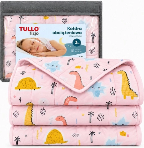 Tullo Pink Weighted Blanket 3 kg with Dinosaurs
