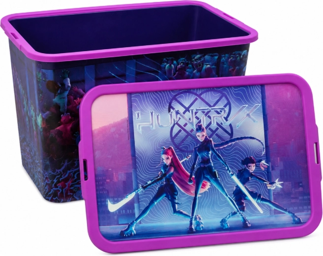 Daiktų laikymo dėžė K-Pop Demon Hunters su dangčiu su fiksavimo klipsais 23 l