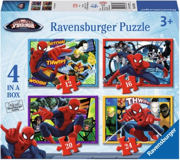 Vaikiškos dėlionės Disney Spider-Man 4 viename – 12, 16, 20 ir 24 dalių, 19×14 cm