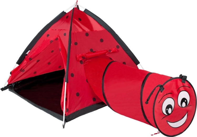 Kids’ Tent with Tunnel Ladybug Red