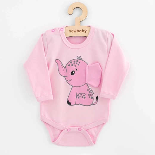 Baby bodysuit with long sleeves new baby happy elephant pink 80