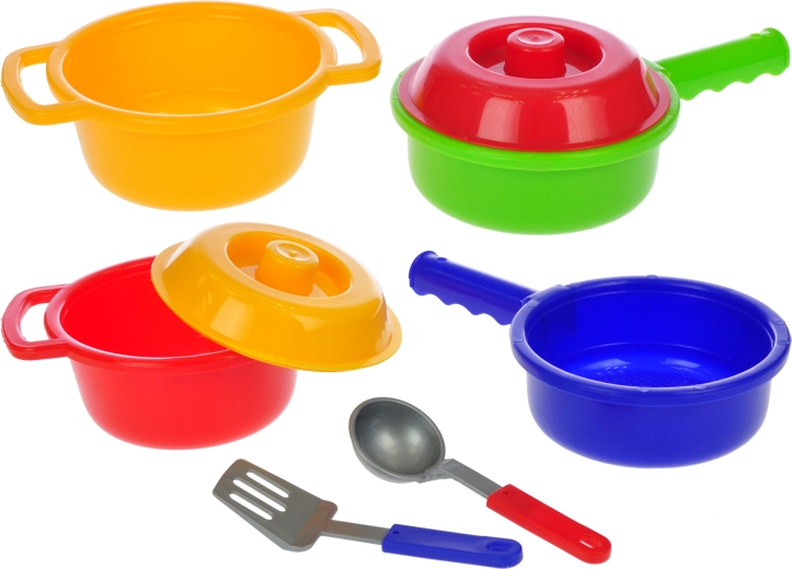 Colorful cookware with lids
