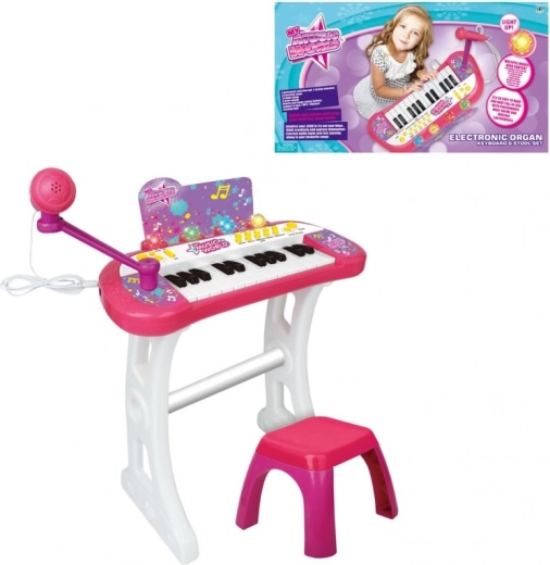 Vaikiškas elektrinis pianinas su stovu ir mikrofonu