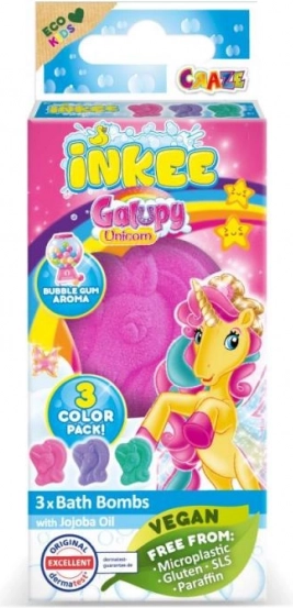 Inkee mini pack of fizzy bath bombs Unicorn Galupy