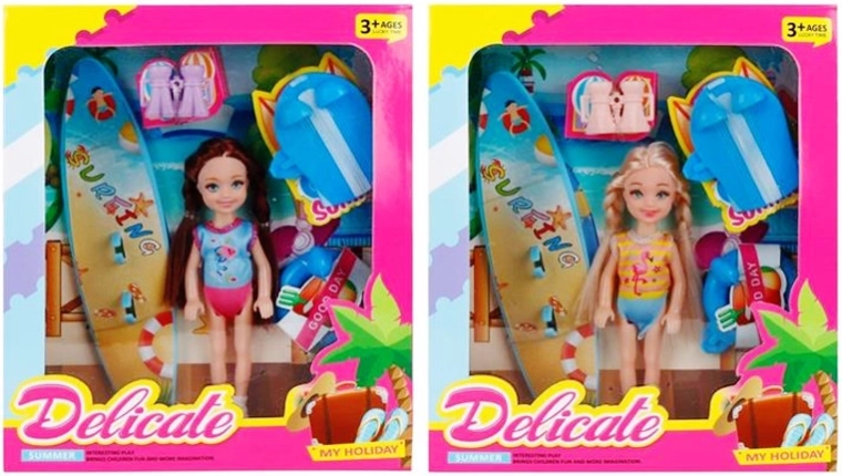 Mini doll with beach accessories