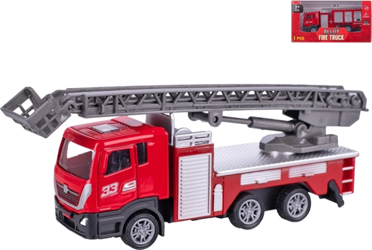 Metalinis gaisrinės automobilis 12 cm su atbuline eiga