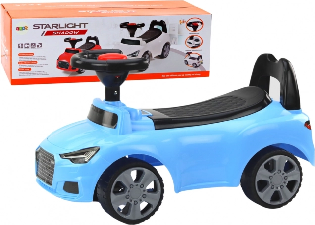 Blue Ride-On Car with Horn and Storage
