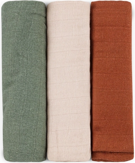 Petite&Mars bambusinių muslininių vystyklų rinkinys Moussy Earth tones 68 × 68 cm (3 vnt.)