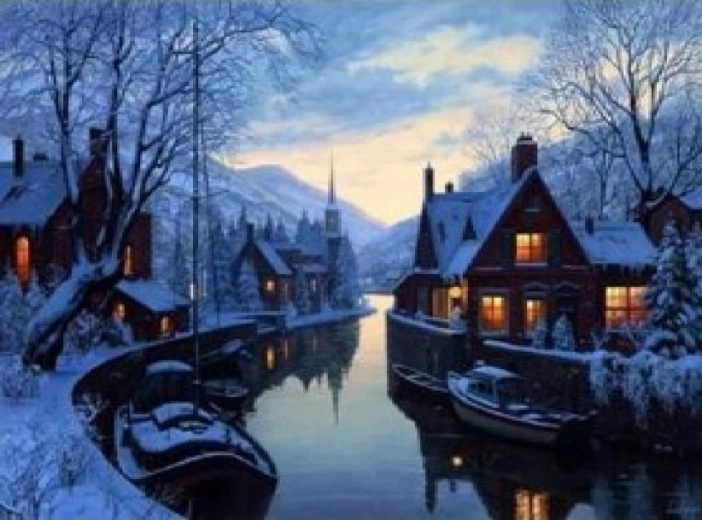Norimpex Paint by Numbers Winter City 40 × 50 cm