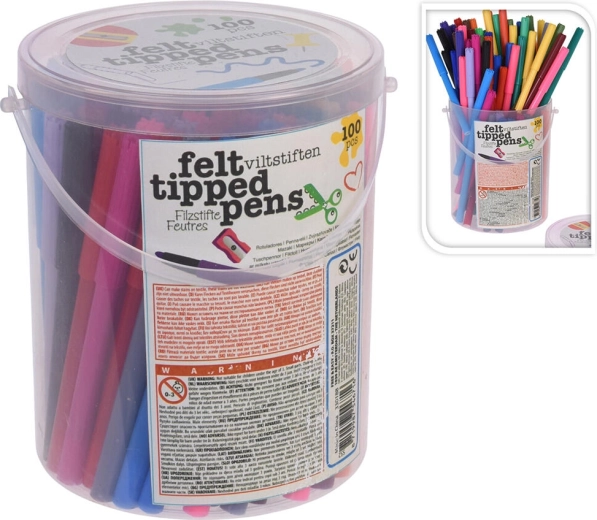 Set of Markers, 20 Colors in Plastic Box, 100 pcs