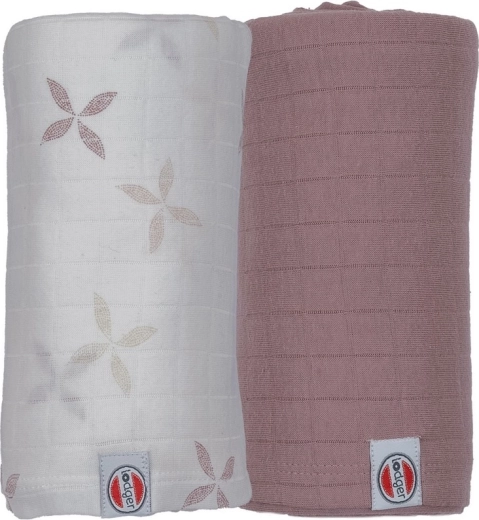 Lodger vystymo palutė Swaddler Solid matcha powder/rose 110 × 110 cm, rinkinys 2 vnt.