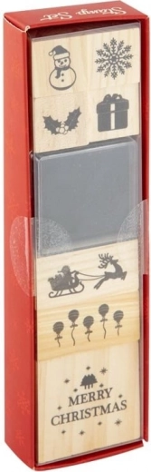 Set of 7 wooden Christmas stamps