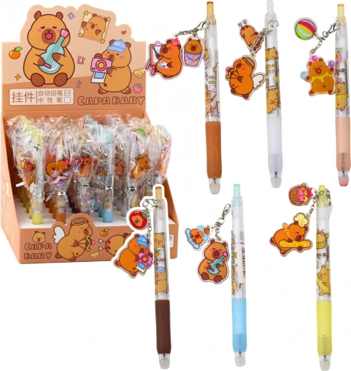 Gel Pen Capybara with Charm Blue Ink 14.5 cm