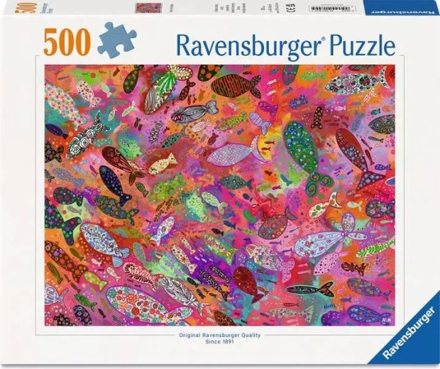 Ravensburger dėlionė fuksijų spalvos žuvytės, 500 detalių