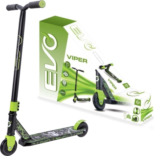 EVO Viper vaikiškas miesto paspirtukas, juodai–žalias, 6+