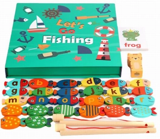 Wooden Magnetic Fishing Game with Letters