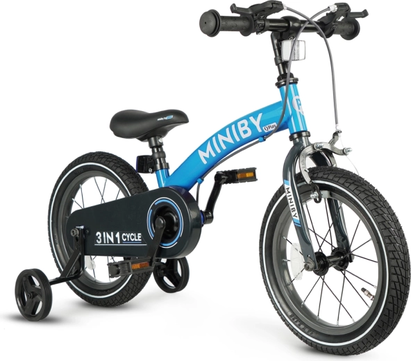 Qplay vaikiškas dviratis Miniby 3in1 mėlynas (14")