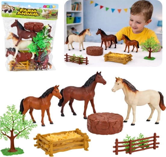23-Piece Horse Farm Figure Set with Accessories