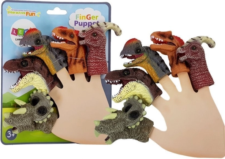 Guminės dinozaurų pirštinės lėlės, rinkinys 5 vnt.