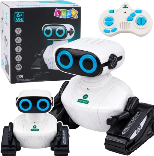 Interaktyvus vikšrinis RC robotas su LED akimis ir šokio funkcija