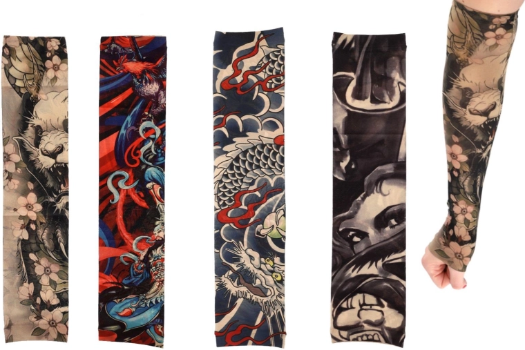 Elastic tattoo sleeve – 4 designs in a pouch