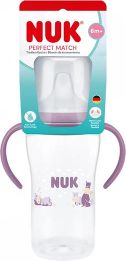 NUK Perfect Match baby training bottle with drinking spout hippo 260 ml