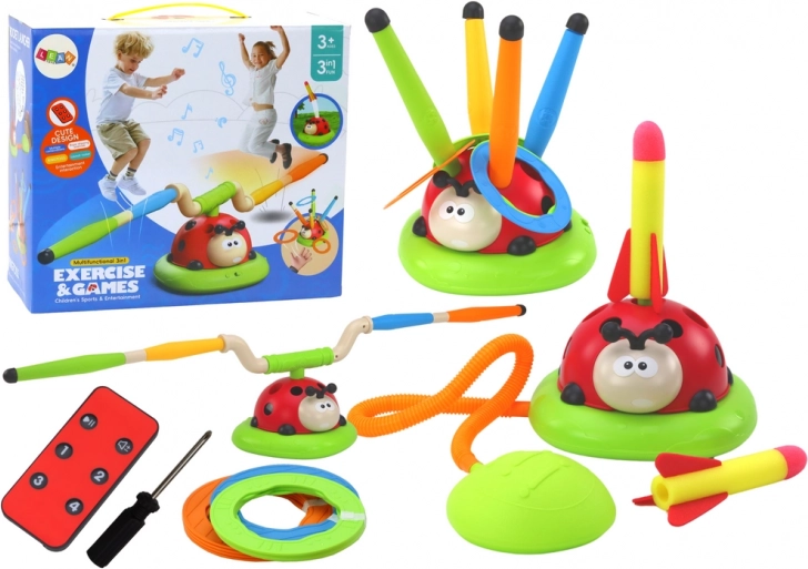Biedronka 3-in-1 kids’ sports game – jump rope, target toss, and rocket launcher