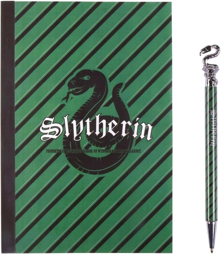 A5 užrašinė ir rašiklis su Slytherin motyvu