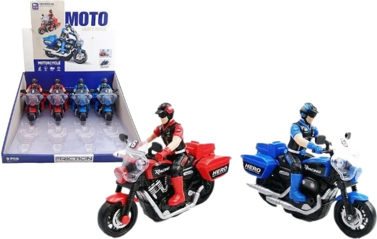 Motociklininkas ant motociklo su šviesos ir garso efektais 16 cm